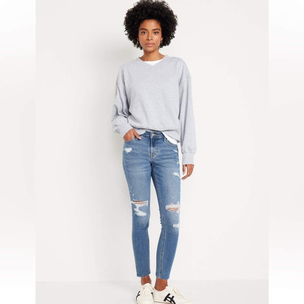 Old Navy Rockstar Super Skinny Jeans Size 2 Blue Distressed Mid Rise Ankle